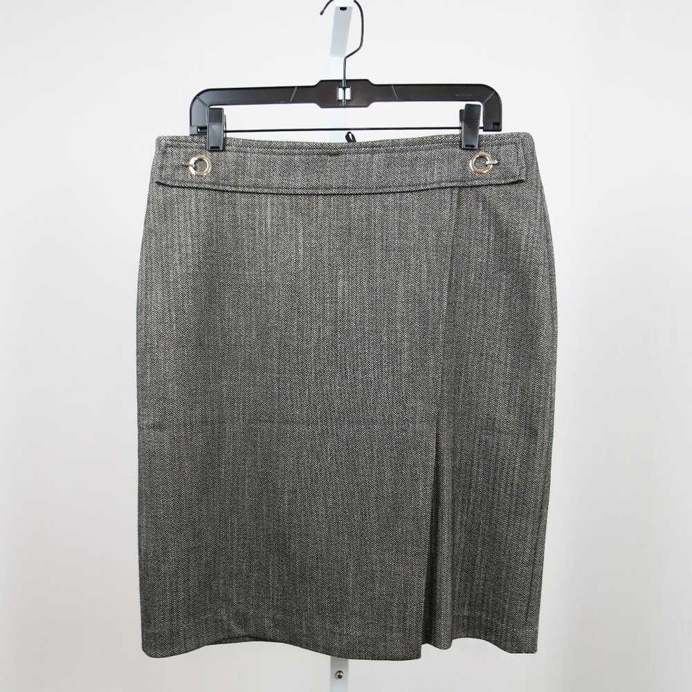 H&M Herringbone Tweed Pencil Skirt Wrap Pleat Size 12 Fall/Winter 2019